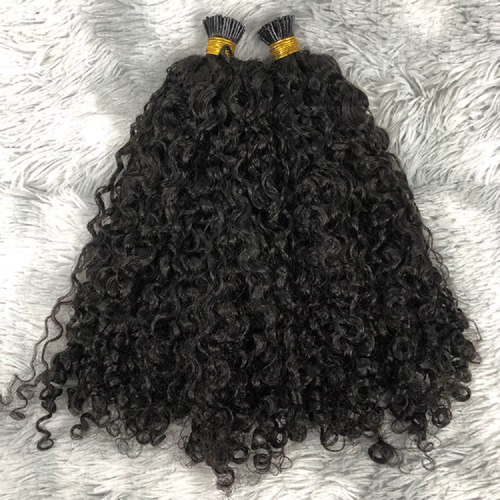 Sassy bouclés je pointe Extension de cheveux humains brésilien Remy cheveux Microlink pré-collé doux