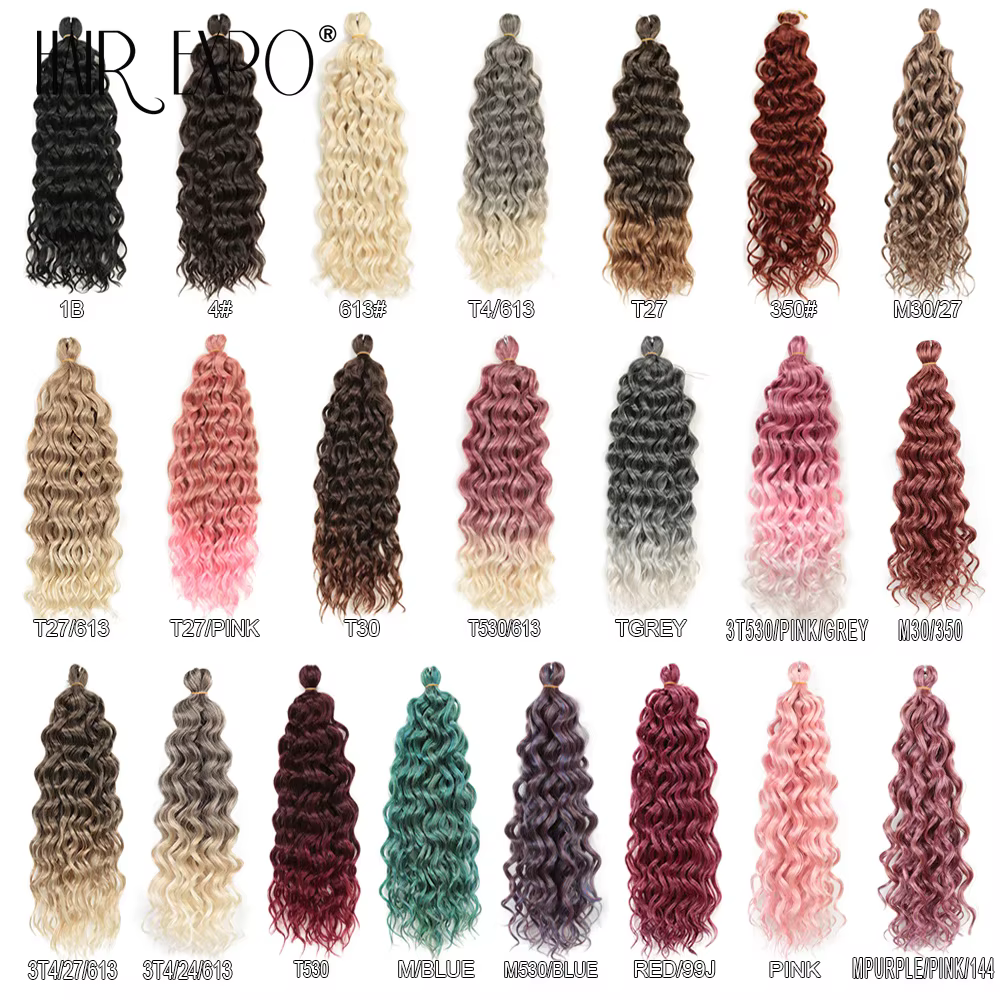 18 "24" océan vague Crochet tresses cheveux cheveux synthétiques Hawaii Afro Curl vague profonde tre