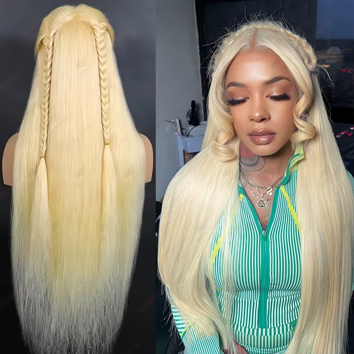 Perruque Lace Frontale HD Transparente 13x4 13x6 Blonde 613 Lisse 30 Pouces Densité 200 Cheveux Huma