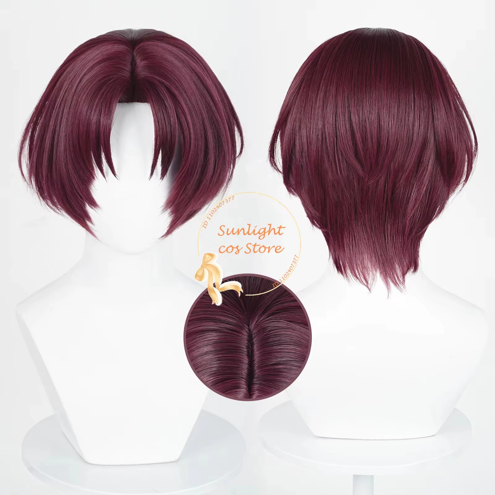 Anime Hayato Suo Cosplay Perruque, Perruques Courtes, Cheveux Synthétiques, Bonnet, Brun Foncé, Roug