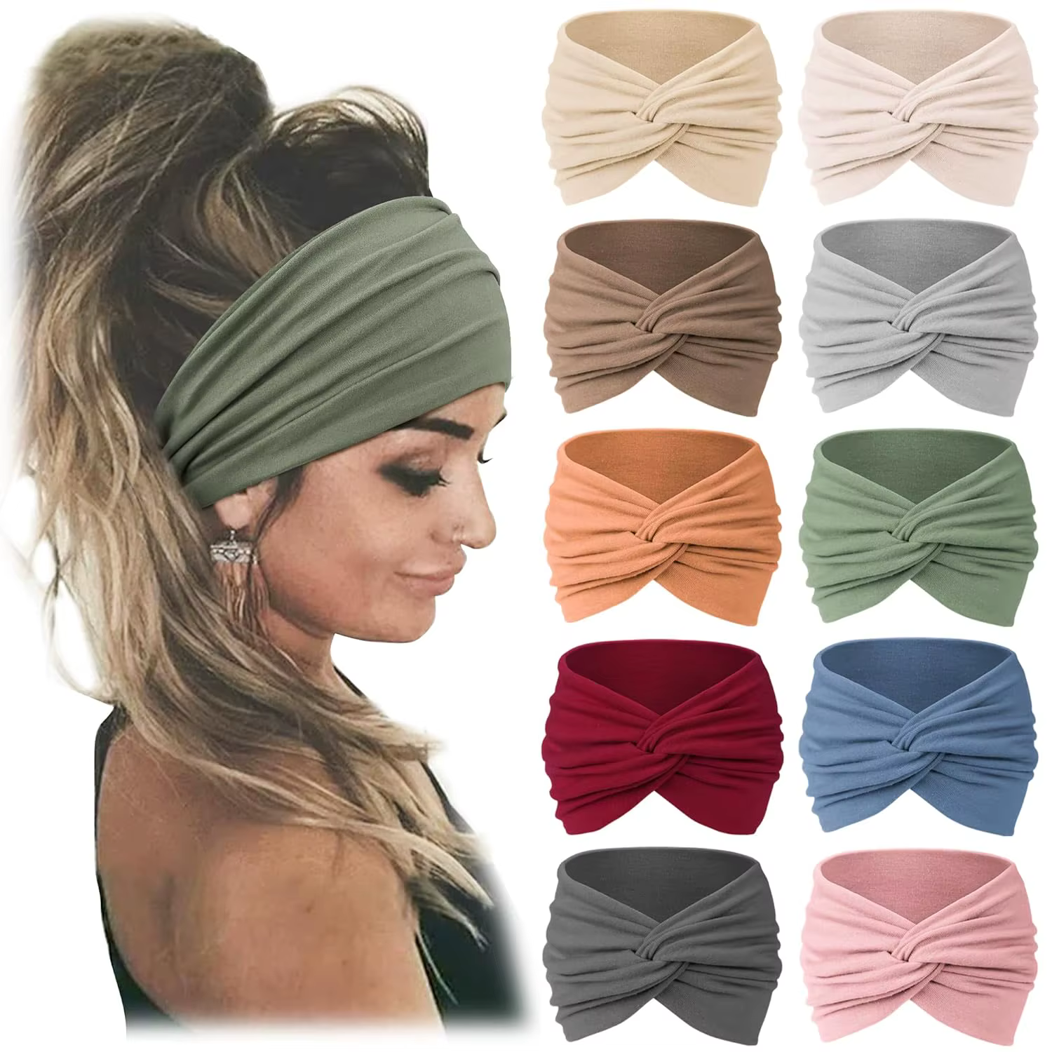 Bandeau de sport bohème européen et américain pour femmes, large, élastique, accessoires pour cheveu
