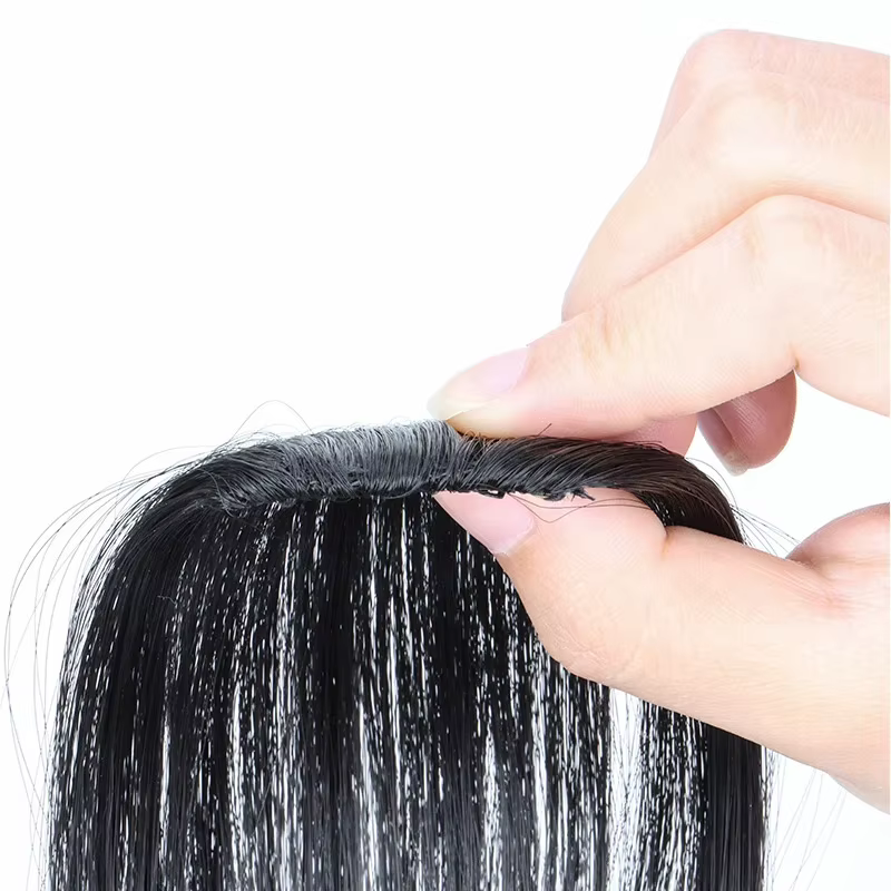 Frange synthétique invisible, extension de cheveux, frange avant, postiche, noir, brun, accessoires