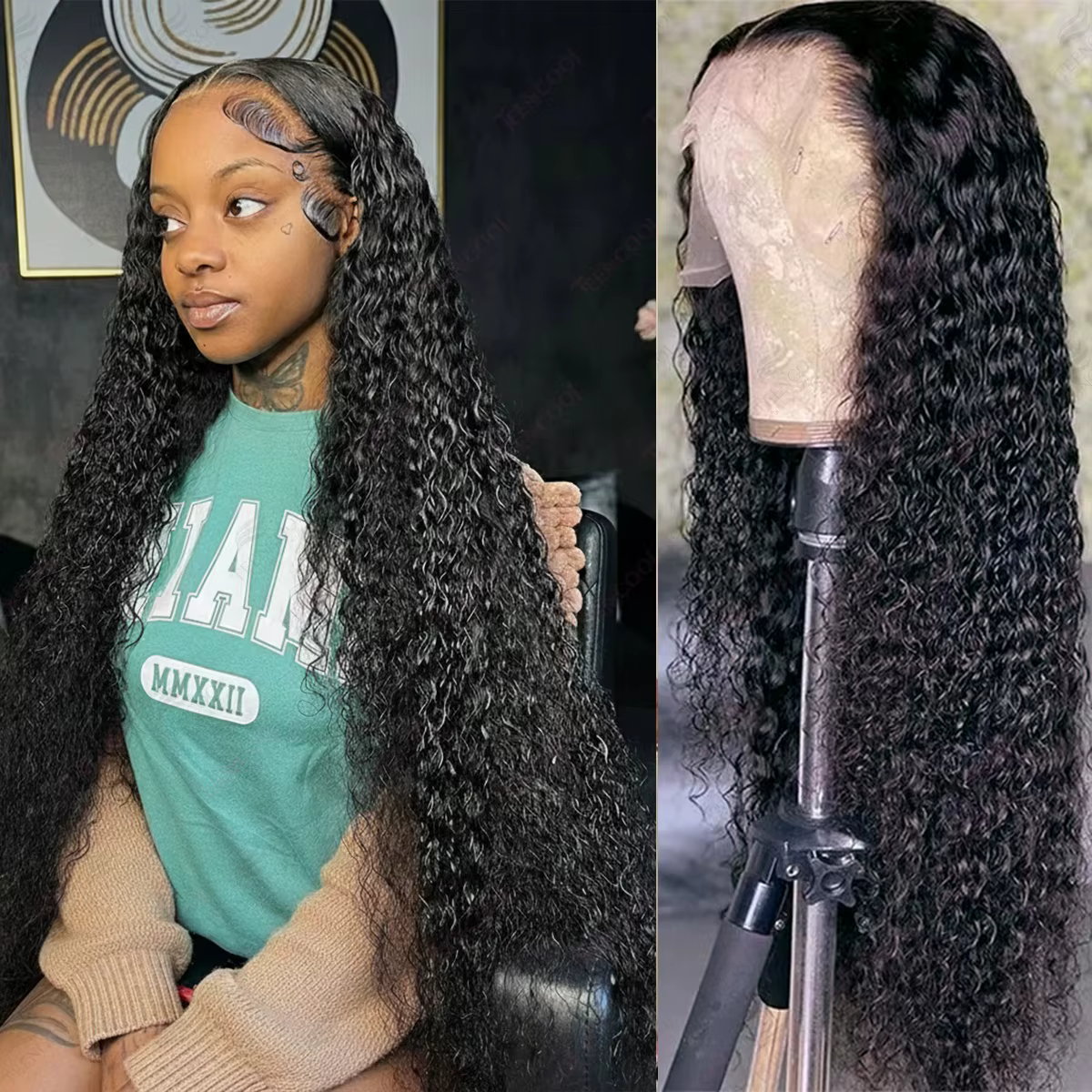 13x6 Hd dentelle vague profonde avant perruques cheveux humains vague d'eau bouclés perruques 30 40