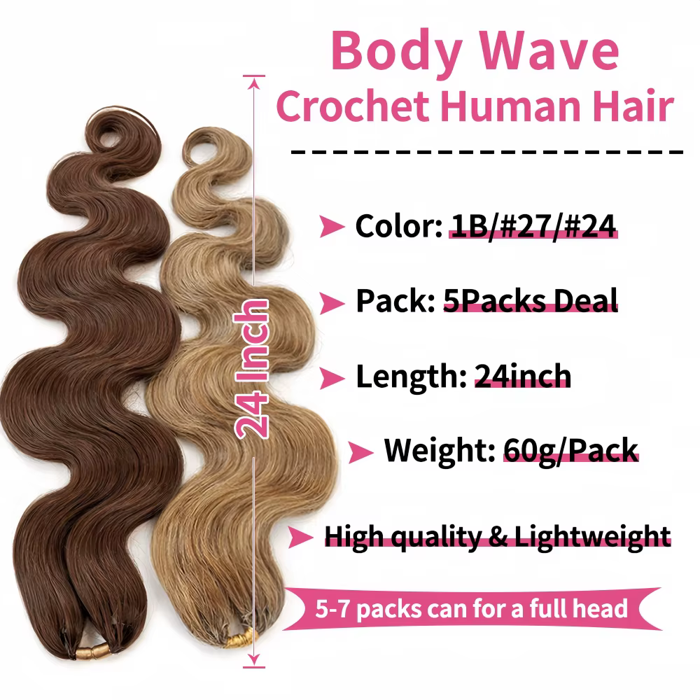 Extensions de cheveux humains au crochet, ondulées, faites à la main, avec fil # Extensions de cheve