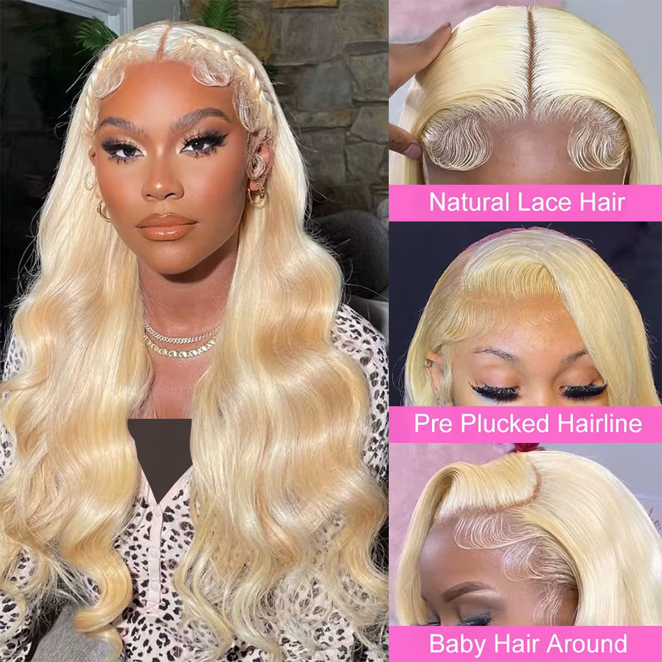 613 Blonde dentelle avant perruque cheveux humains vague de corps 13X6 Hd dentelle frontale perruque