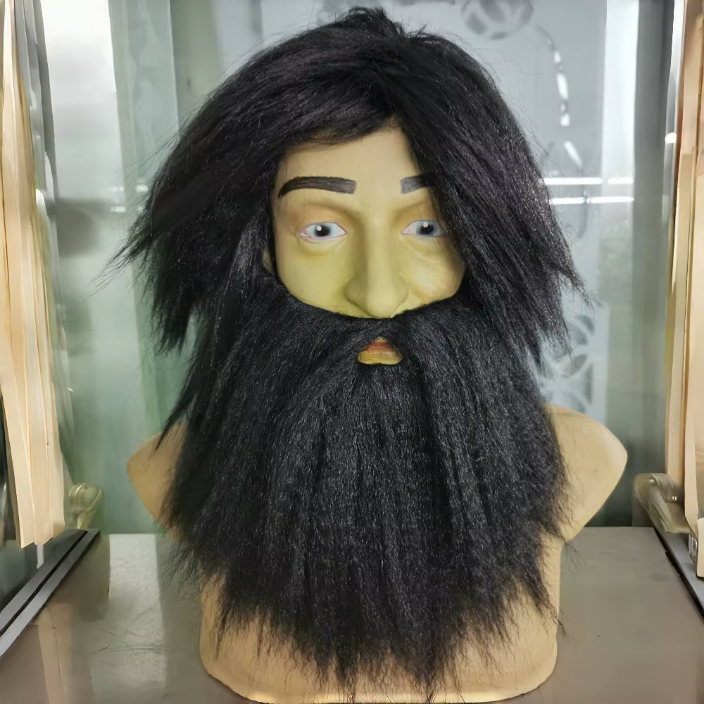 Costume homme effrayant homme sauvage fausse barbe longue perruque Halloween drôle Cosplay accessoir