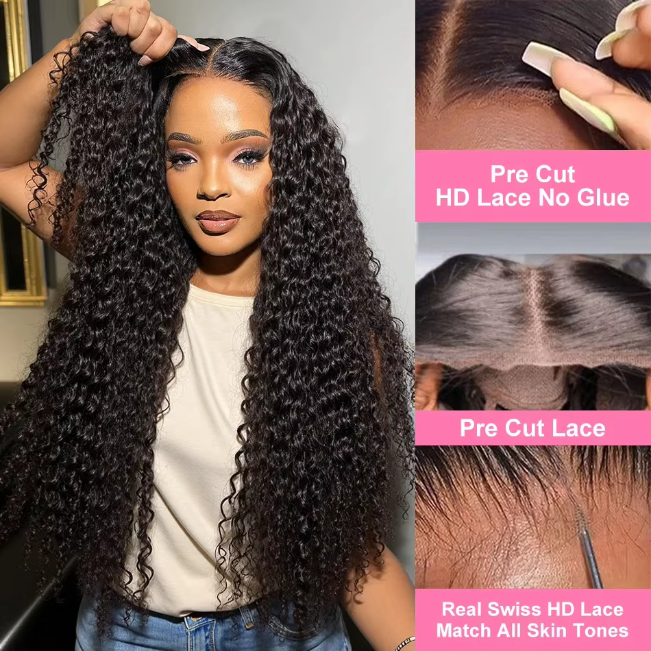 Perruque sans colle 7x5 Wear Go, 30-34 pouces, perruque frontale Deep Wave 13x6 sans colle HD, perru