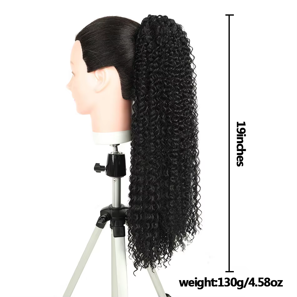 24 pouces Extensions de queue de cheval synthétiques cordon queue de cheval bouclée crépus bouclés O