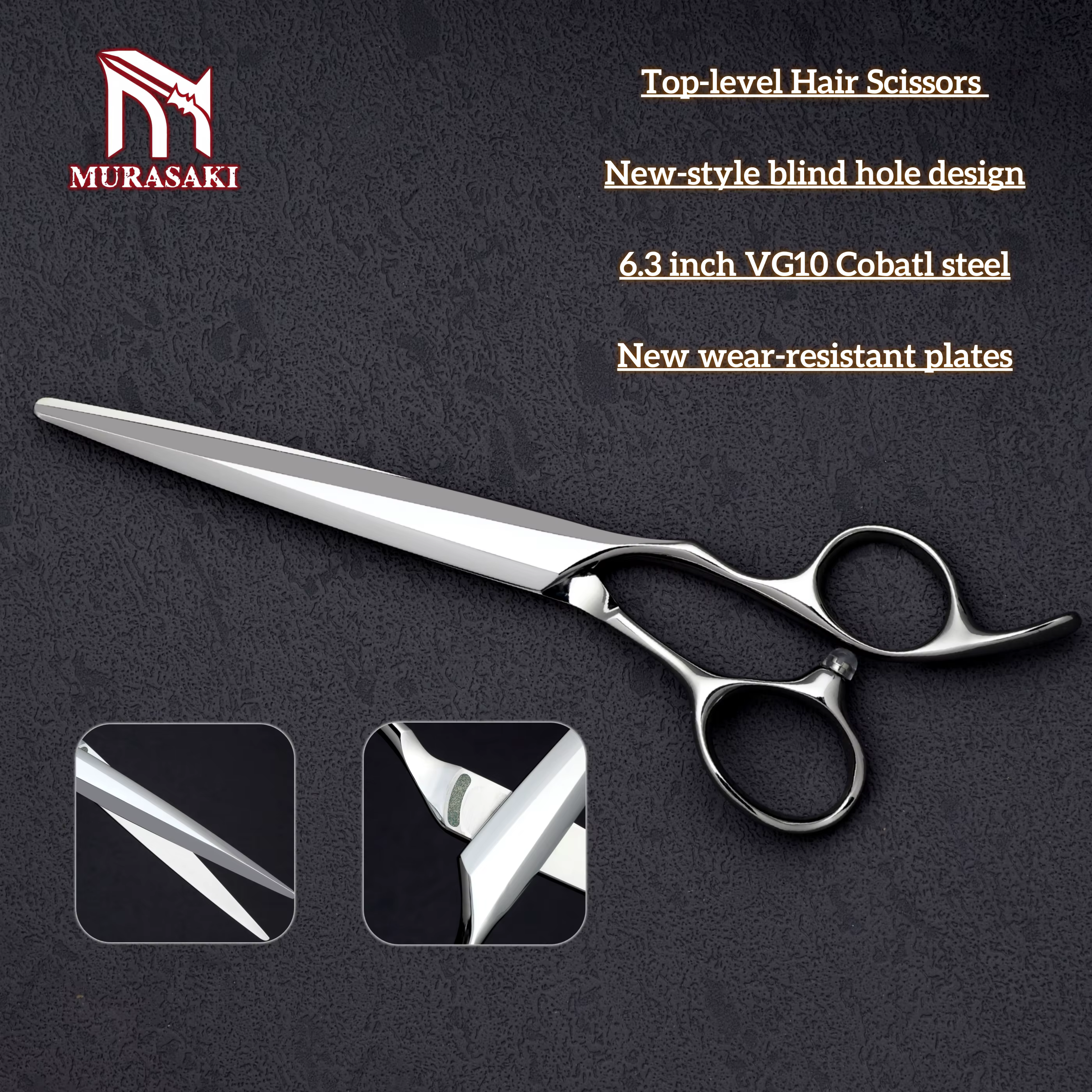 MURASAKI – ciseaux à cheveux professionnels de 6.3 pouces, nouveaux ciseaux de coiffeur de conceptio