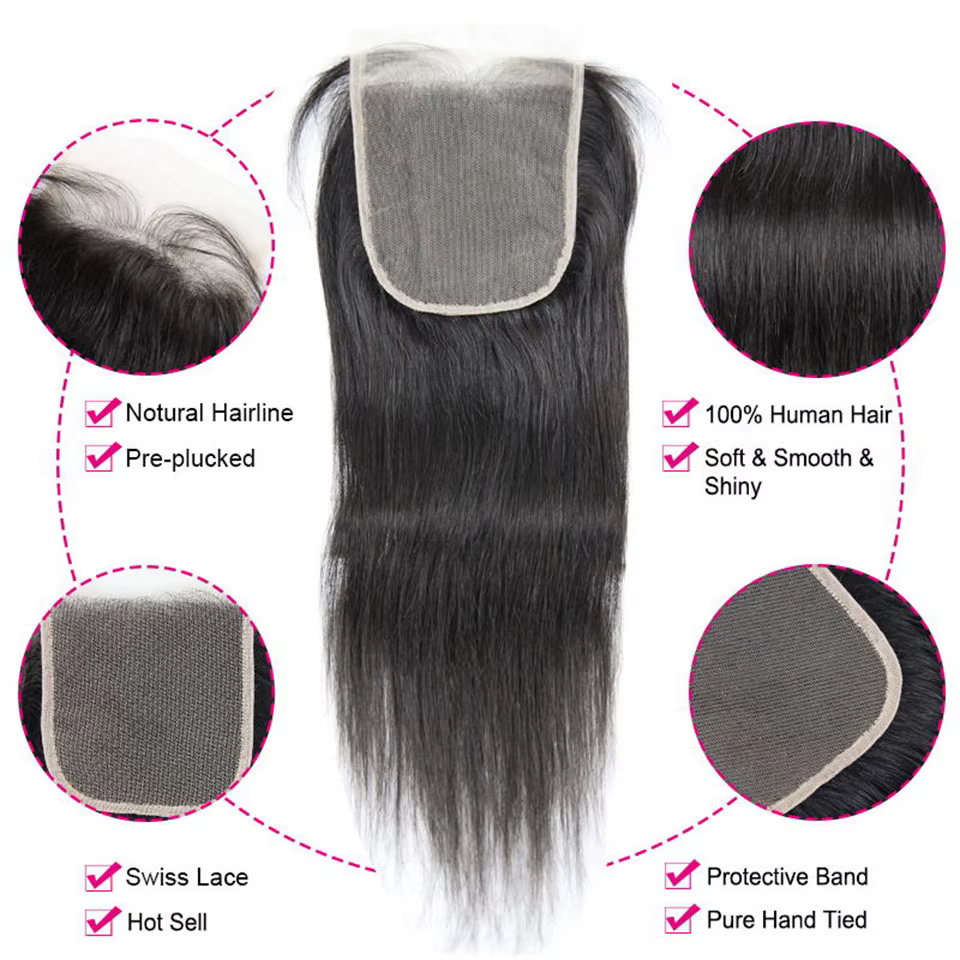 Extensions de cheveux humains lisses en lots de 28, 30, 32 pouces avec frontal en dentelle 13x4, tis