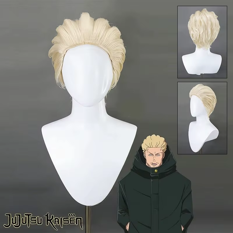 Perruque de cosplay synthétique pour homme et femme, style Afro effilé et lissé vers l'arrière, blon