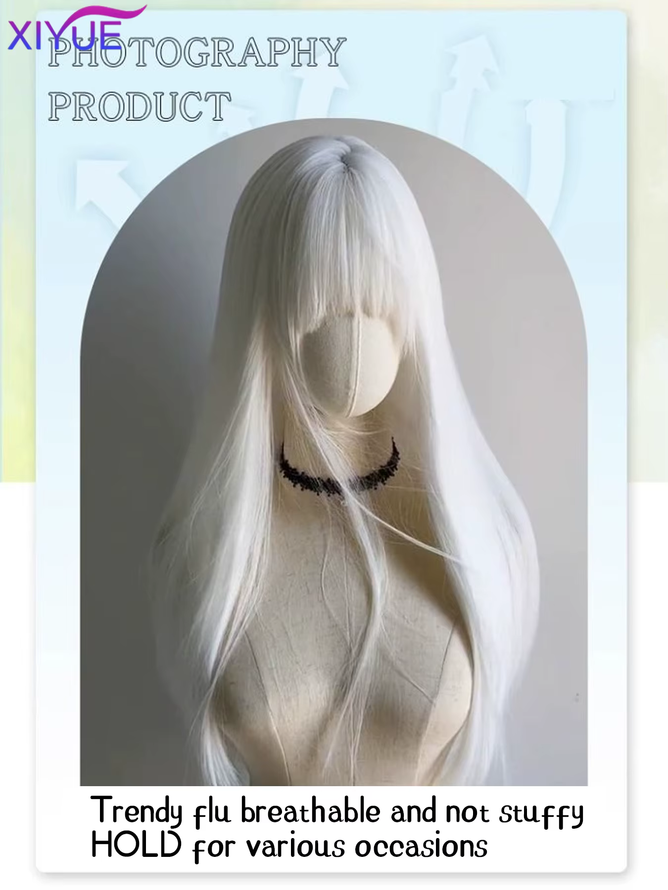 XIYUE – perruques synthétiques longues et lisses blanches pour femmes, faux cheveux colorés de fête 