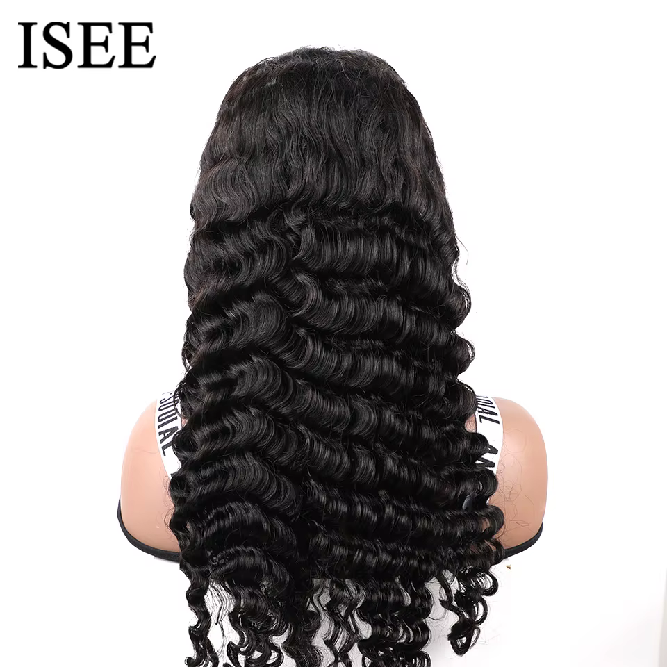 ISEE cheveux lâche vague profonde dentelle avant perruque porter et aller Transparent lâche profond