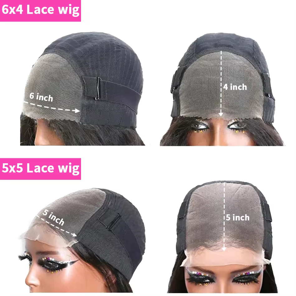 Wear Go perruque sans colle vague de corps perruques de cheveux humains 30 32 pouces 6x4 5 × 5 HD pe