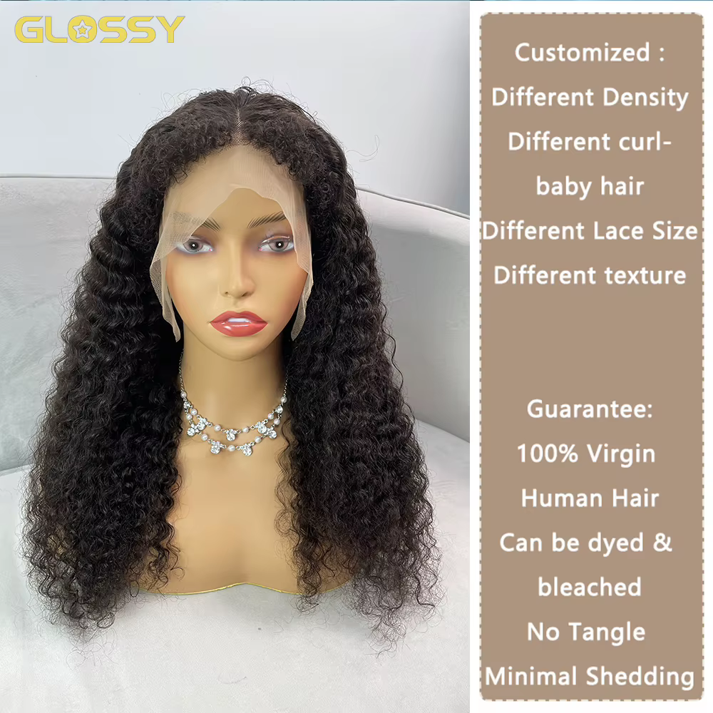 250% 13x6 HD crépus bouclés perruques cheveux humains vague profonde bouclés dentelle avant perruque