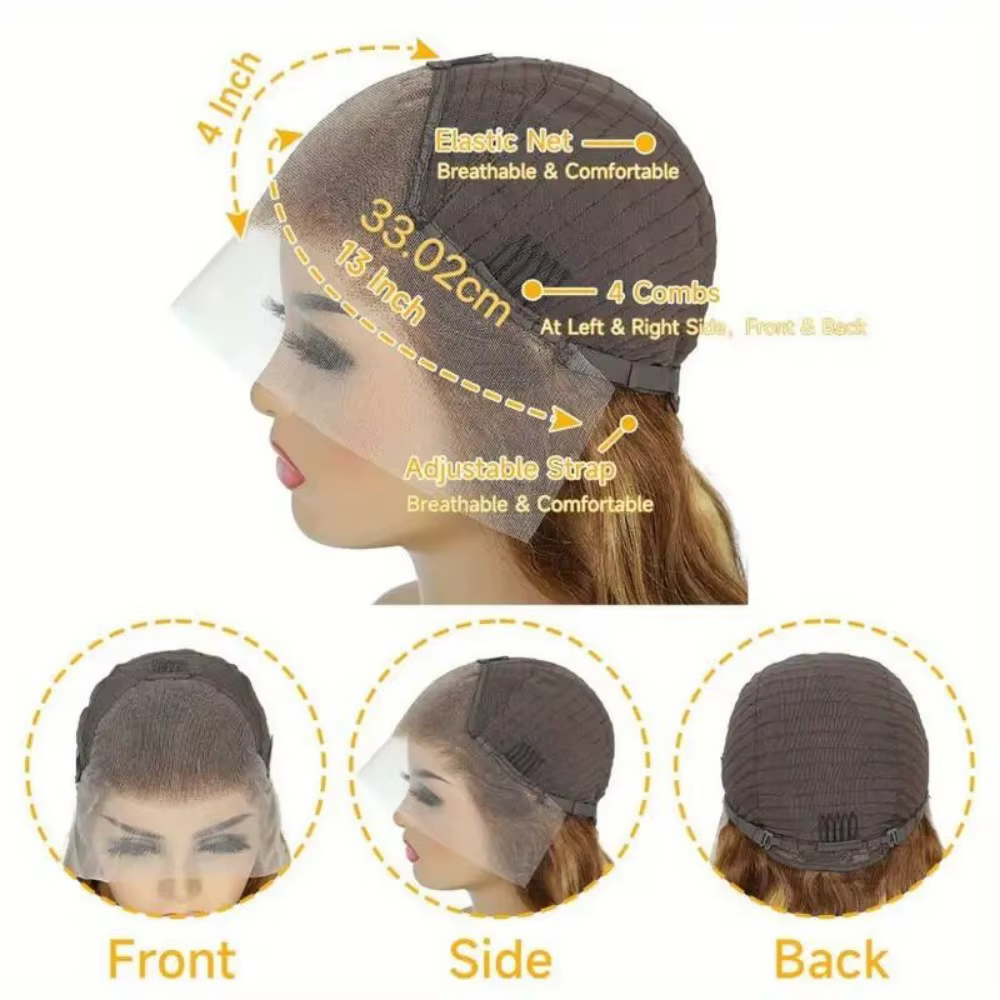 Perruque bouclée avec mèches 13x4 en dentelle frontale, perruques de cheveux humains pour femmes, sa