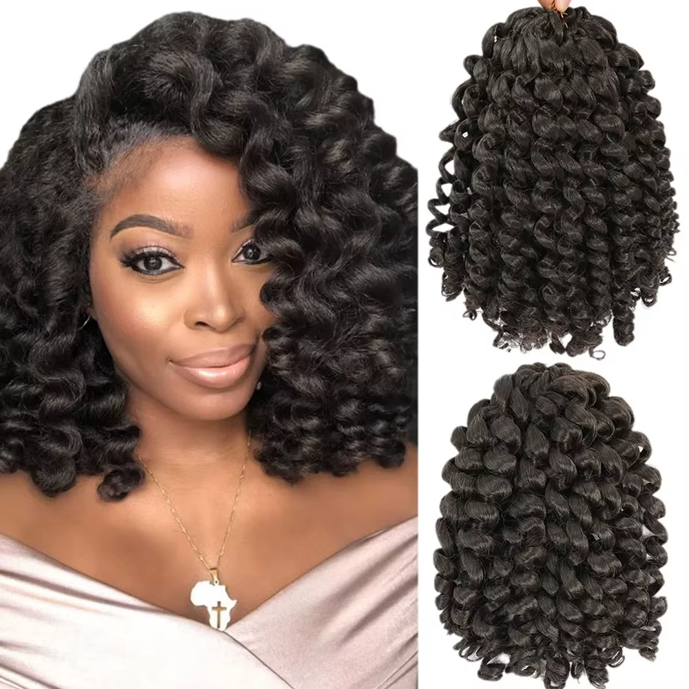 Ombre tressage cheveux Jumpy baguette Curl Crochet tresses synthétique Crochet Extension de cheveux 