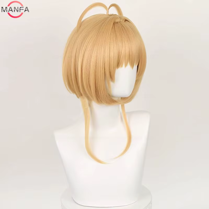Perruque de Cosplay Anime Sakura Kinomoto, perruque courte de 46cm pour femmes et filles, cheveux sy