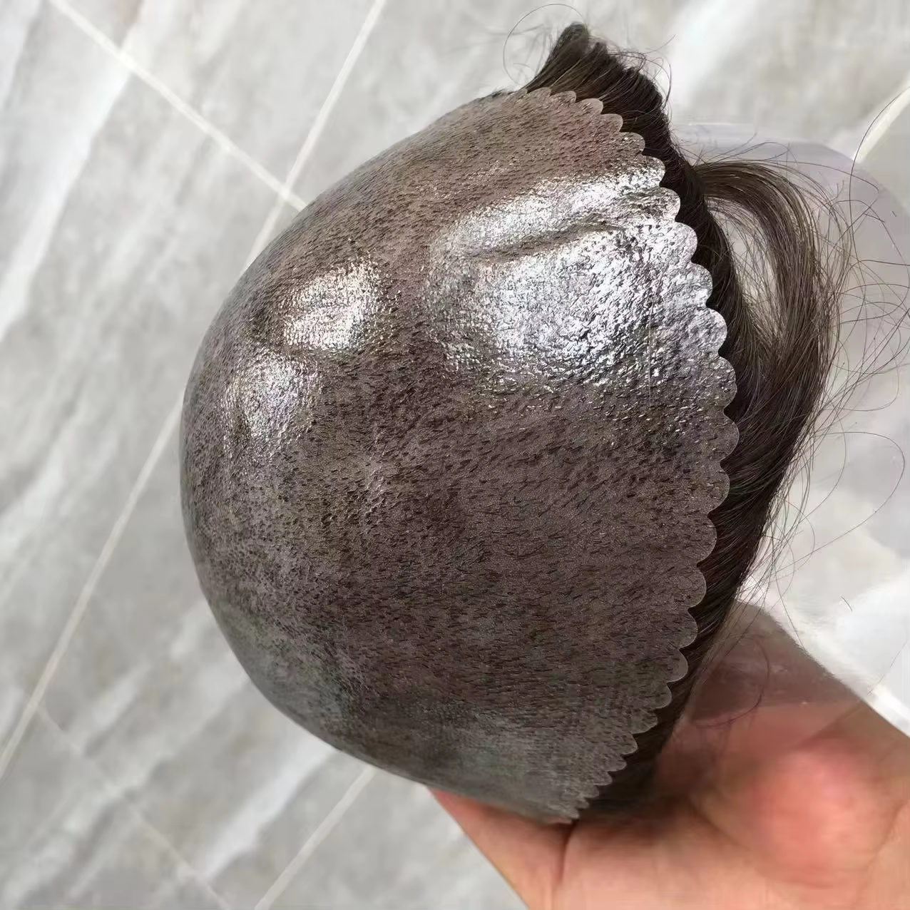 Perruque toupet pour hommes, naissance des cheveux naturelle, 30mm, ondulée/droite naturelle, Durabl
