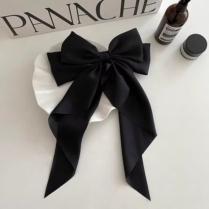 Pince à cheveux en satin solide pour filles, épingle à cheveux, ruban nœud, mode simple, élégant, ré