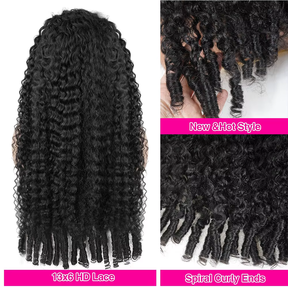 Perruques bouclées birmanes 200 % de densité 13x4 13x6 en cheveux humains, perruques à dentelle tran