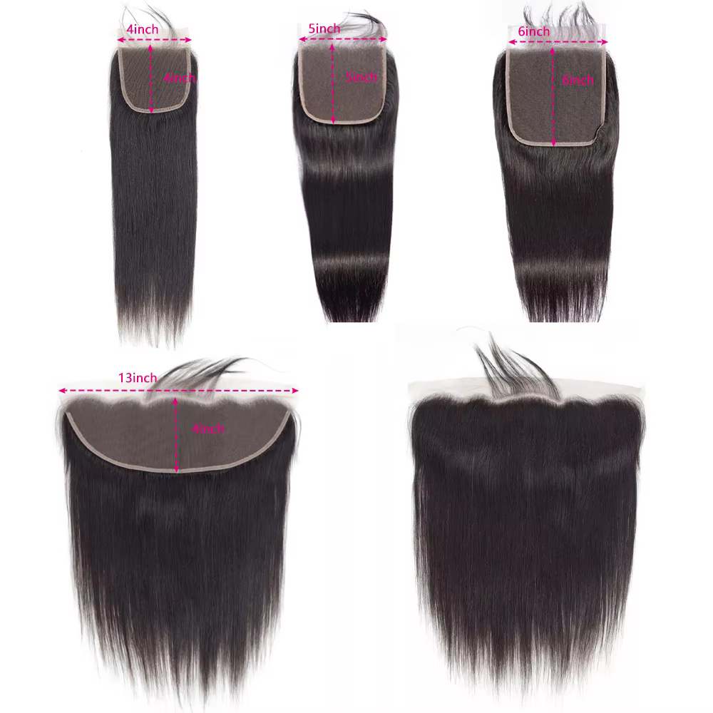 30 40 pouces paquets de cheveux humains droits avec fermeture 5x 5/6x6 paquets bruts brésiliens 100%