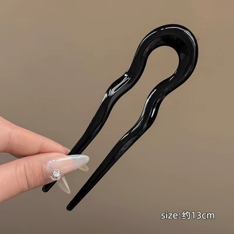 Fourchette à cheveux en forme de U, épingle à cheveux en acétate de écaille de tortue, Design géomét