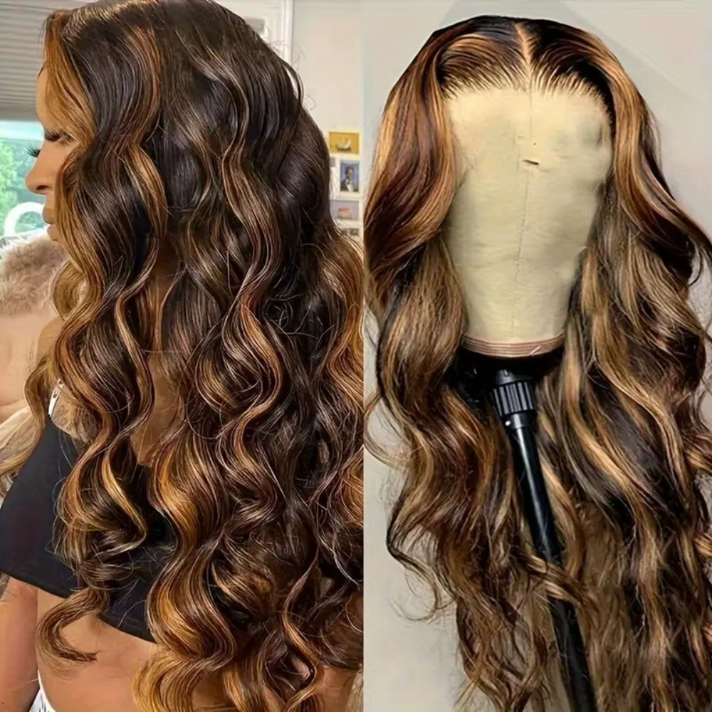 30 pouces miel blond Ombre dentelle avant perruque cheveux humains 13x4 HD dentelle avant perruque 4