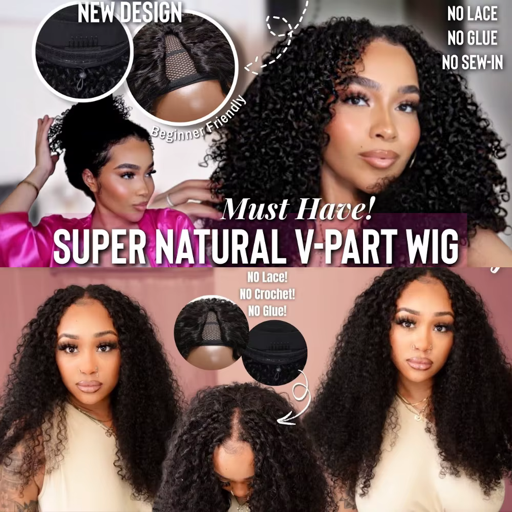 Perruque Unice Hair EasiContour Jerry Curly V Part 100% Cheveux Humains, Bordure Invisible Améliorée