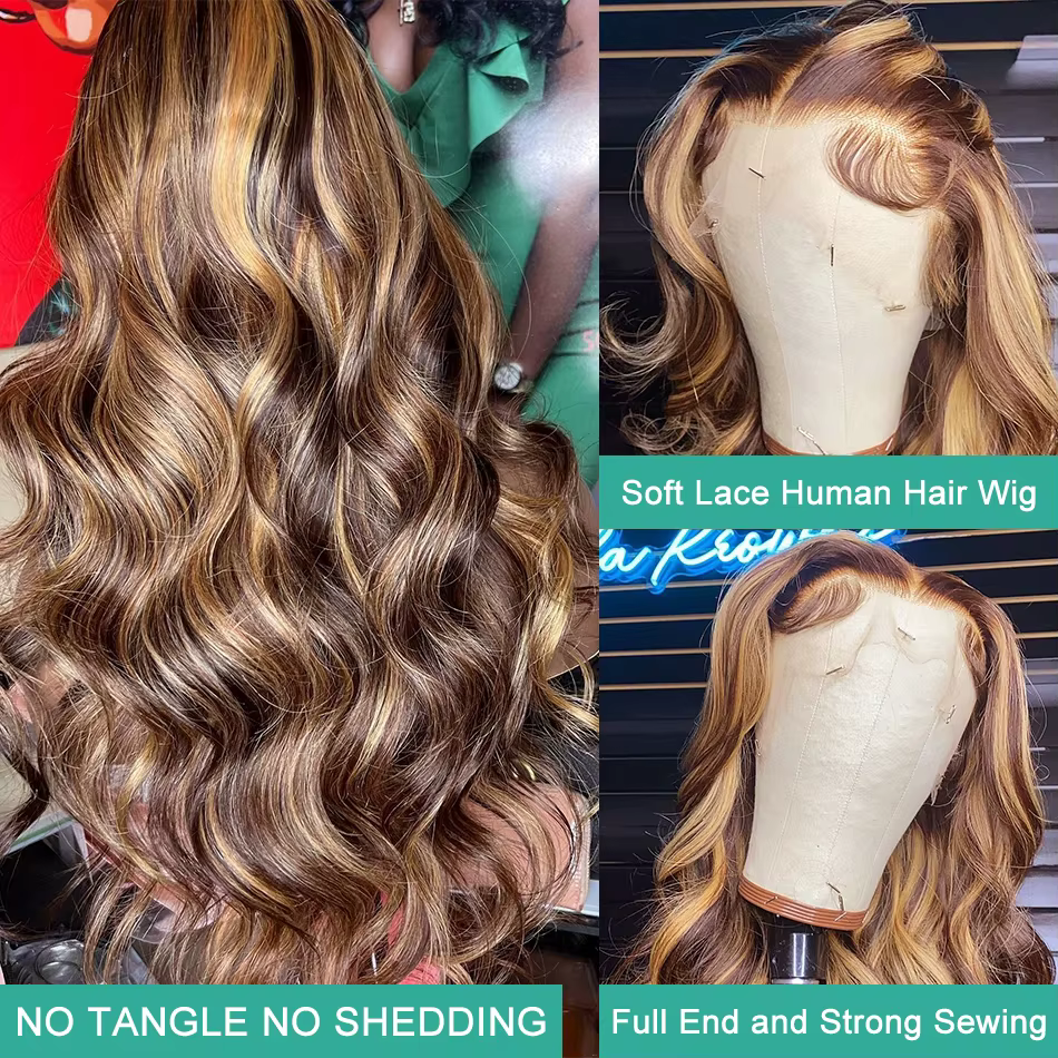 Perruque frontale HD 13x4 13x6 en cheveux humains brésiliens pour femmes, 30 pouces, blond ombré, on