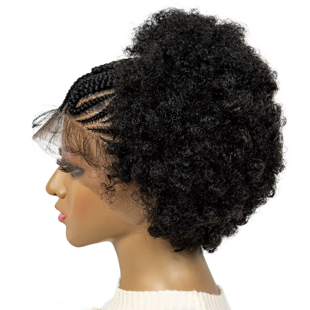 Perruque Afro crépue bouclée, perruques tressées courtes de 6 pouces pour femmes noires, perruques s