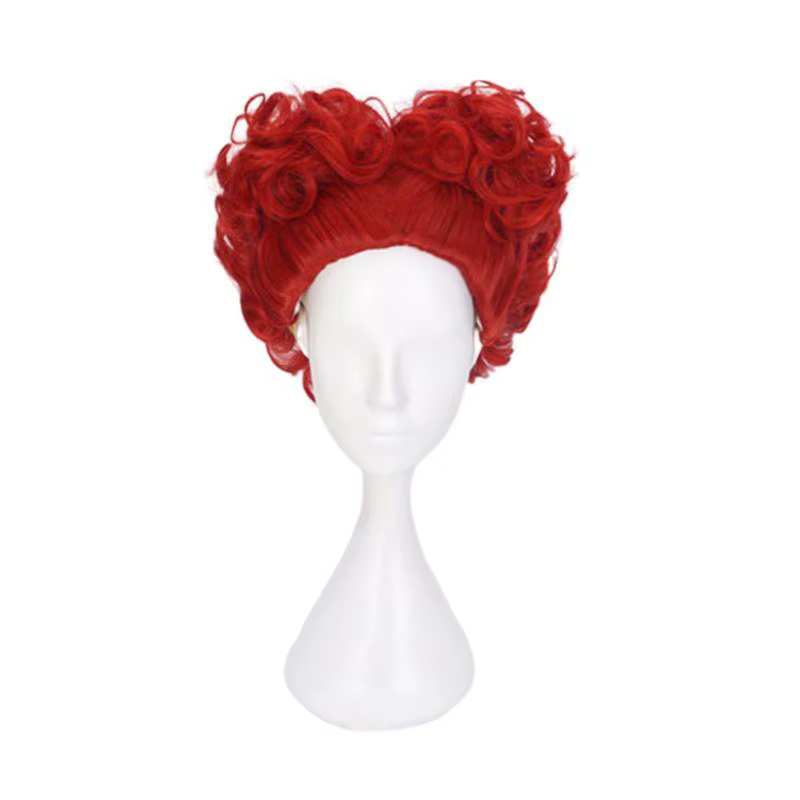 Perruque de Cosplay reine rouge reine des cœurs, perruques synthétiques rouges résistantes à la chal