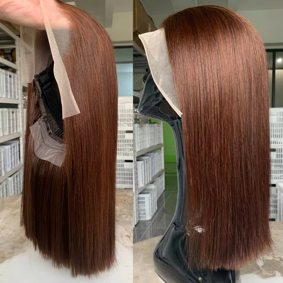 Perruques vietnamiennes sans colle, 100% cheveux humains de qualité, perruque prête à porter avec cl