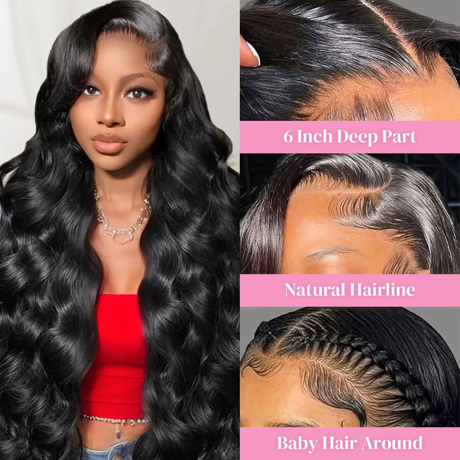 30 40 pouces 13x6 vague de corps Hd cheveux humains dentelle frontale perruque 13x4 vague de corps p
