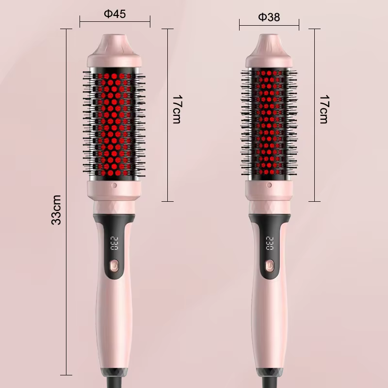 Brosse thermique infrarouge en céramique, fer à friser chauffant, brosse ronde de 45 mm, fer à frise