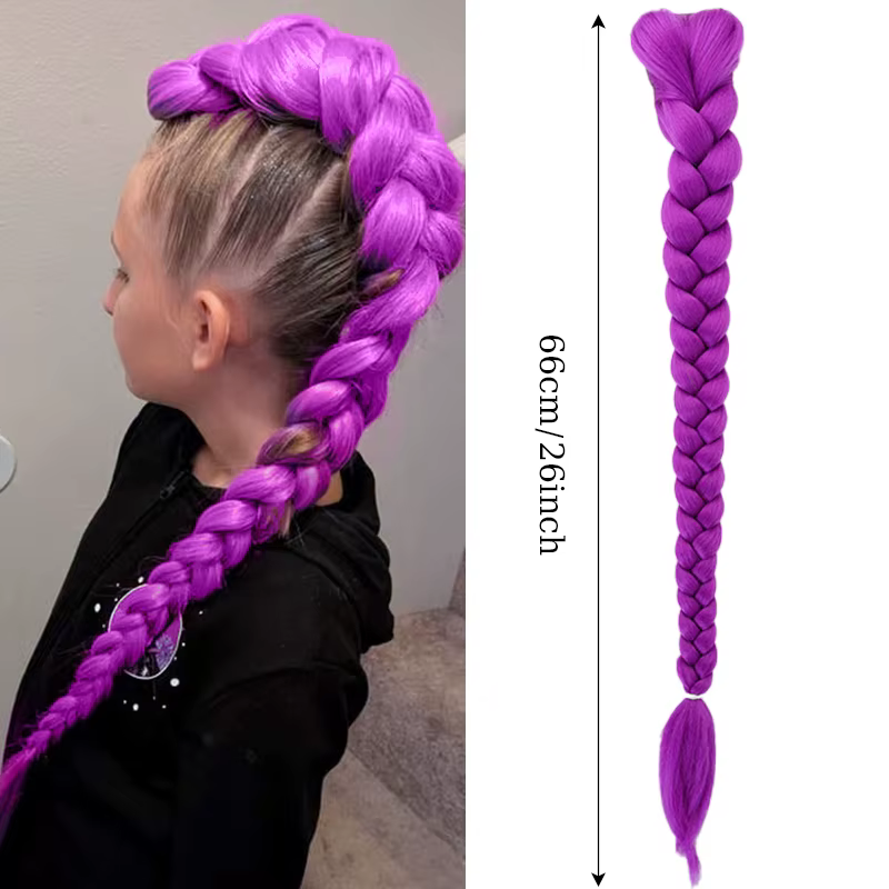 Perruque d'extension de queue de cheval de cheveux violets pour enfants postiche de queue de cheval 