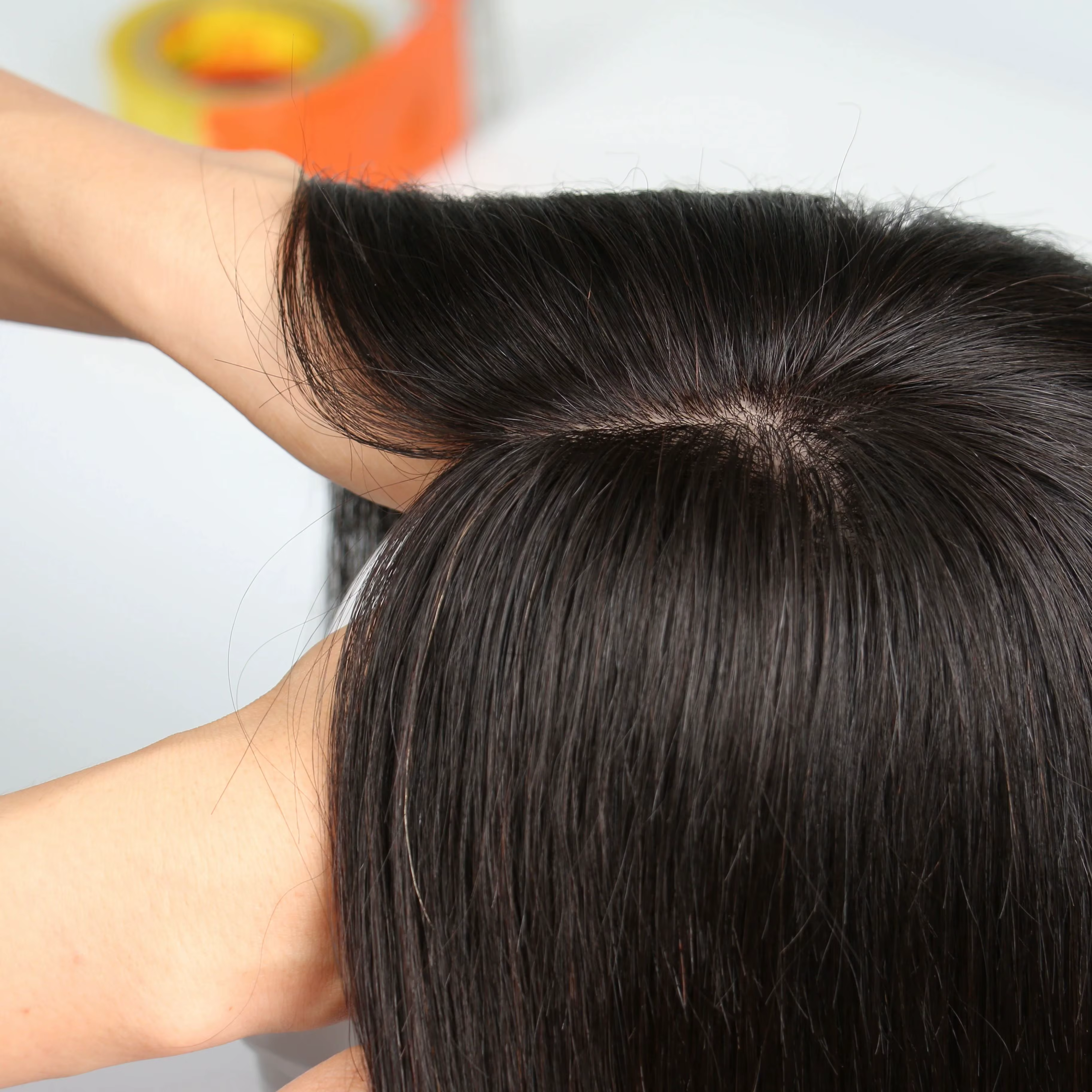 Perruque à base de soie 6x6, 20 pouces, 100% cheveux humains européens bruns, cheveux vierges, dessu