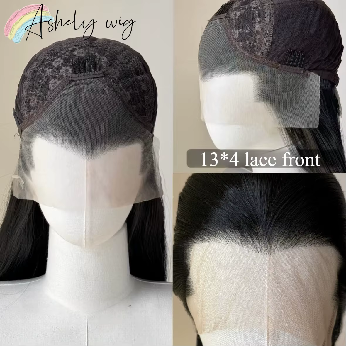 Ashely Widow's Peak Wig – Perruque synthétique noire à dentelle frontale 26 pouces 13*4, cheveux rai
