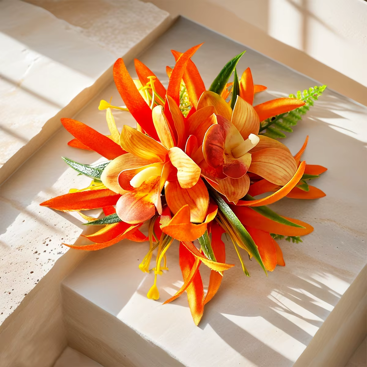 1pc Clip à cheveux en fleur d'orchidée artificielle pour les vacances à la plage hawaïenne, les voya