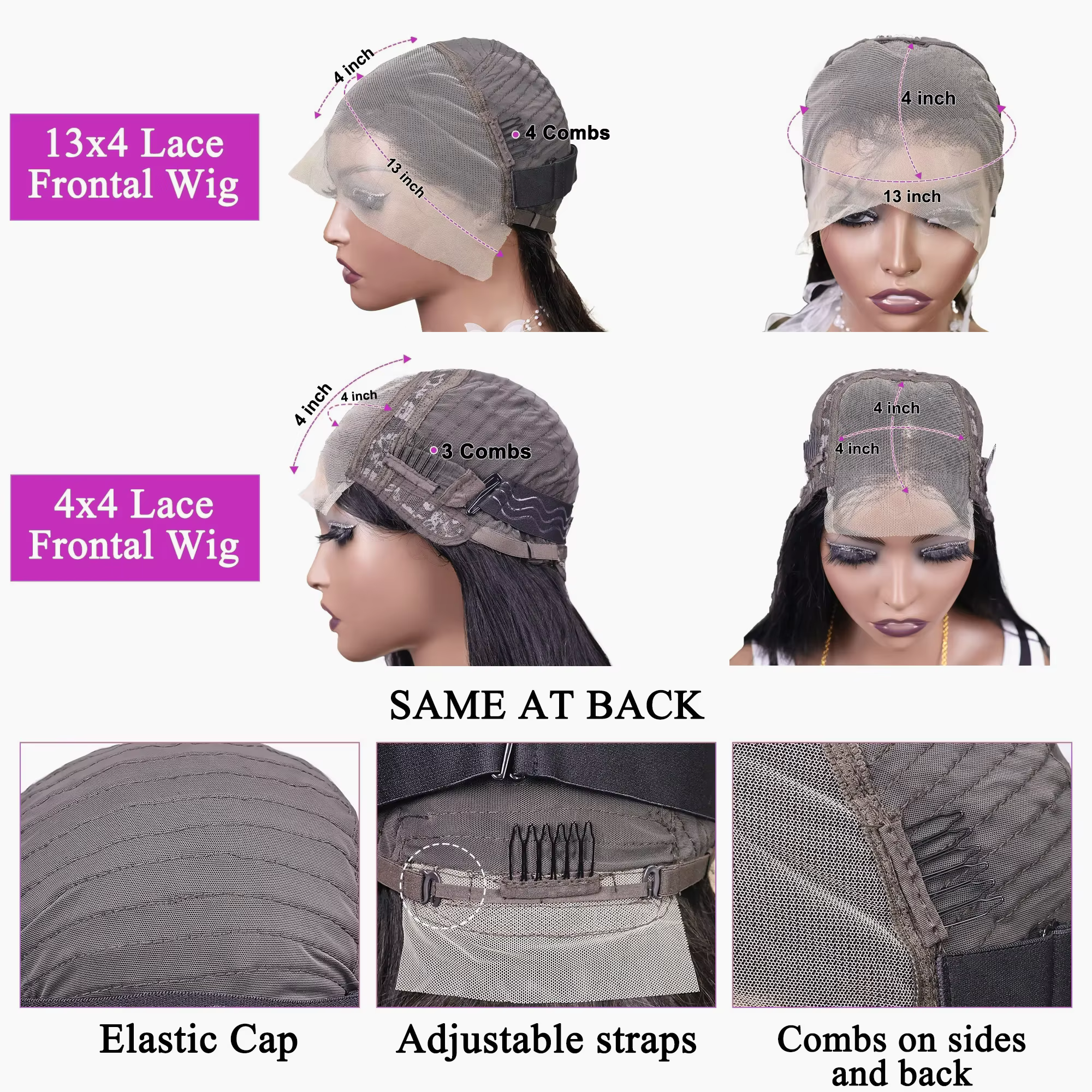 Perruques courtes bob droites 13x4 en cheveux humains, perruques frontales en dentelle 200% Remy pré