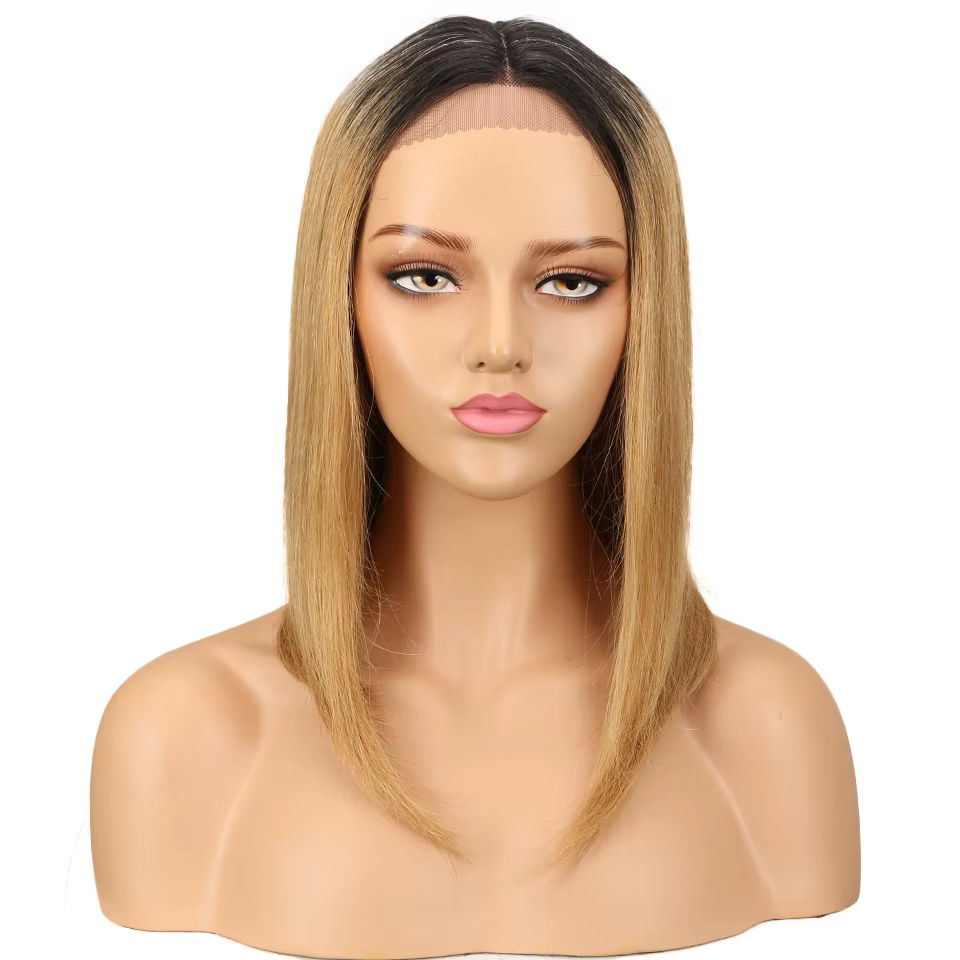 Perruque Bob Lace wig brésilienne naturelle lisse, cheveux longs, brun, rouge, partie T, perruque La