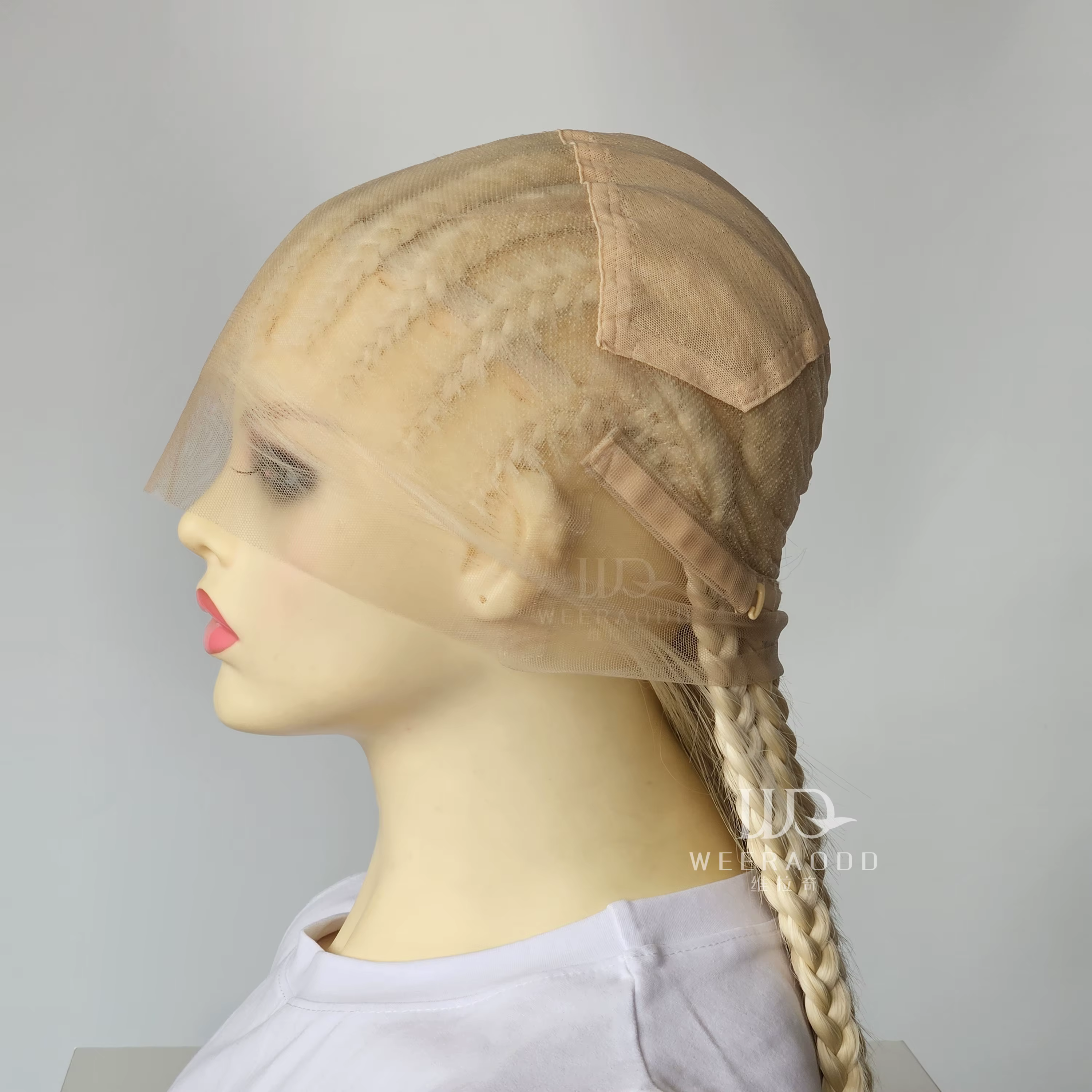 Perruque Lace Frontal Wig tressée Blonde 613, perruque Cornrow 26 pouces, perruques synthétiques san