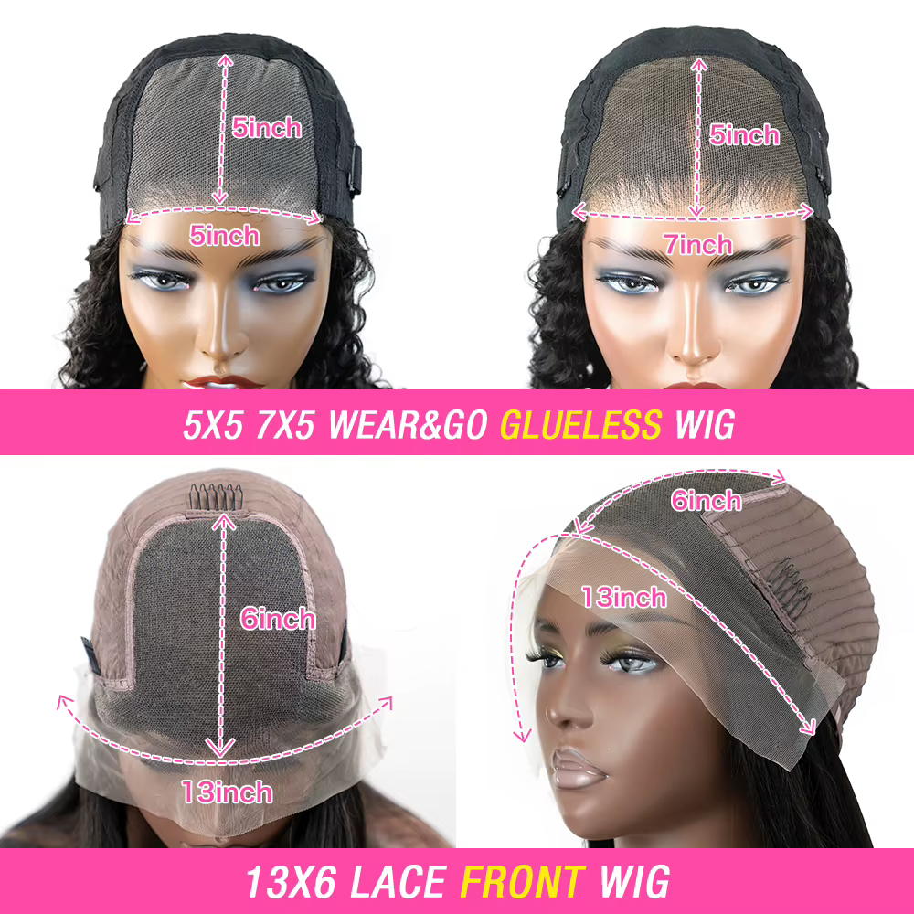 Wear Go sans colle vague de corps avant de lacet perruques de cheveux humains 13x6 HD dentelle front