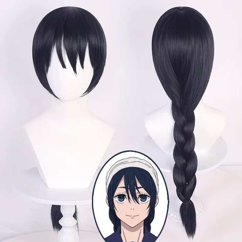 Amanai Riko Cosplay Perruque, Perruques Anime, Cheveux Synthétiques, Bleu, Noir, Gros Cheveux Tressé