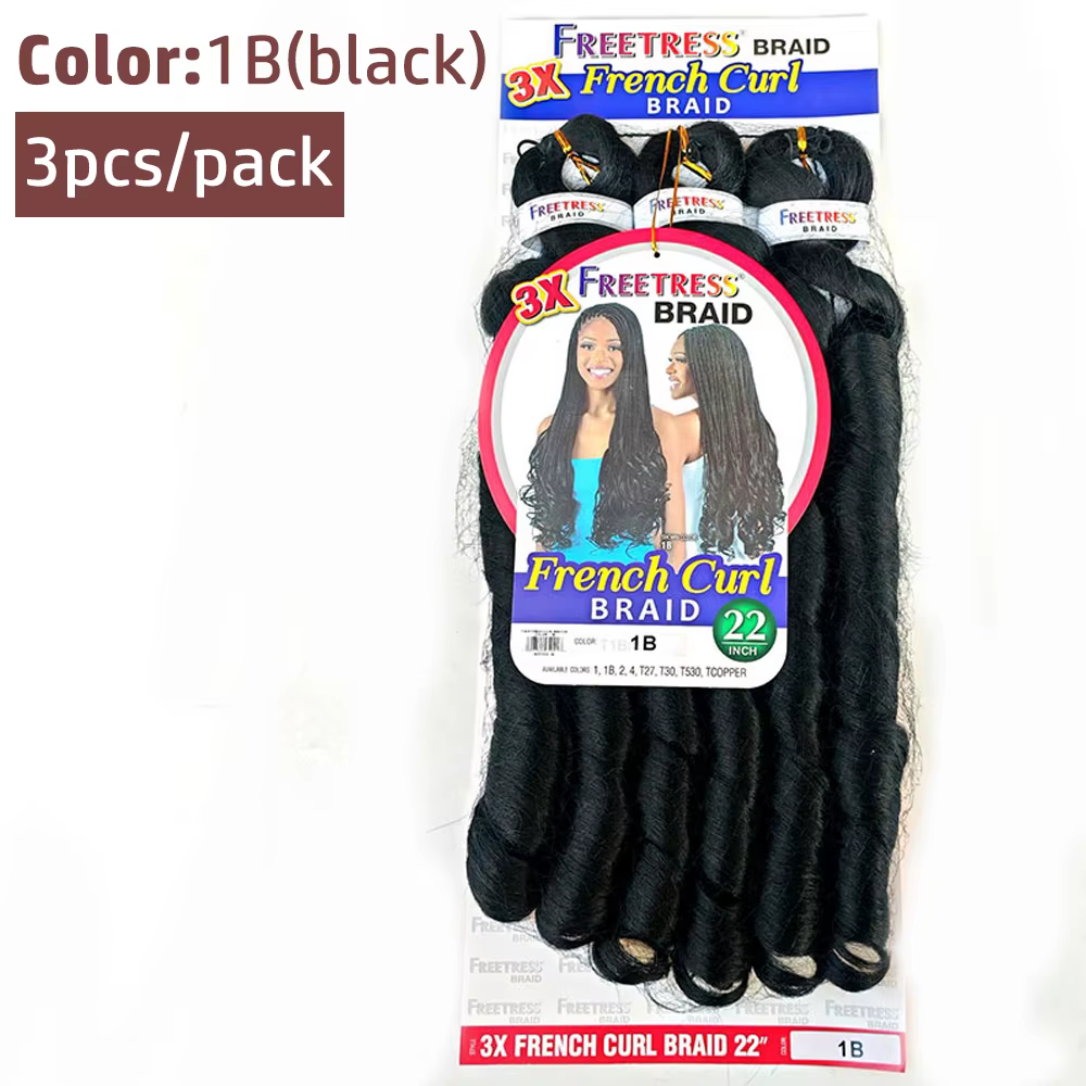 Extensions de cheveux synthétiques ondulés français, tissage en lot ample, 22 pouces, 3 pièces/paque