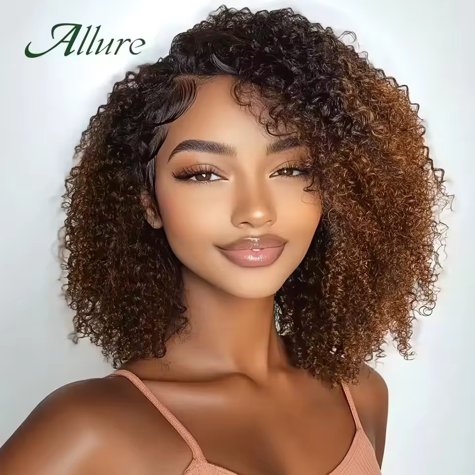 Perruques brésiliennes Jerry Curly en cheveux humains pour femmes, couleur brun foncé, cheveux court
