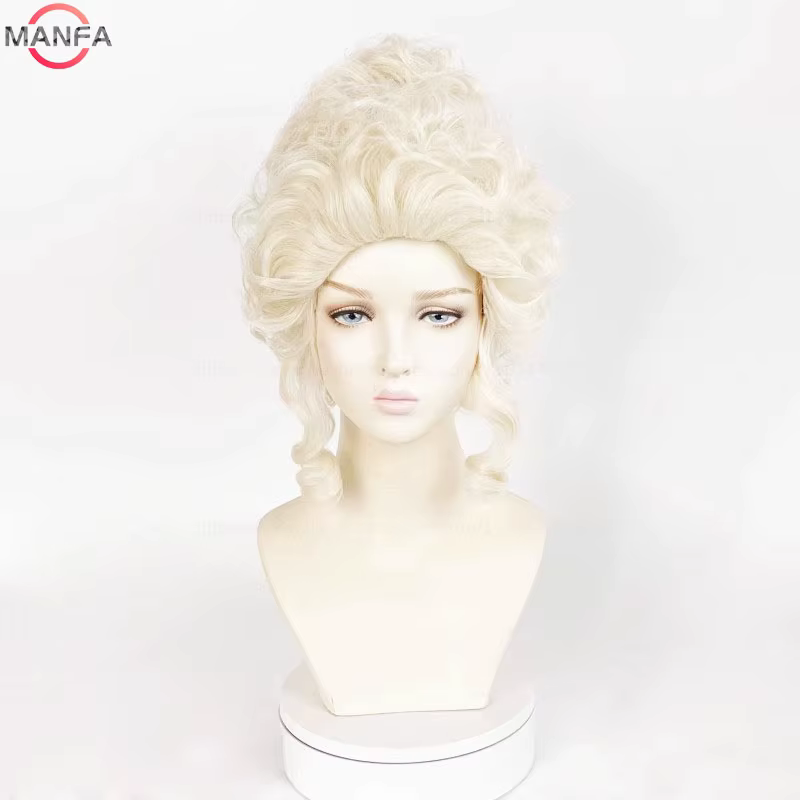 Perruques de Cosplay Marie Antoinette, perruque de princesse synthétique bouclée moyenne résistante 