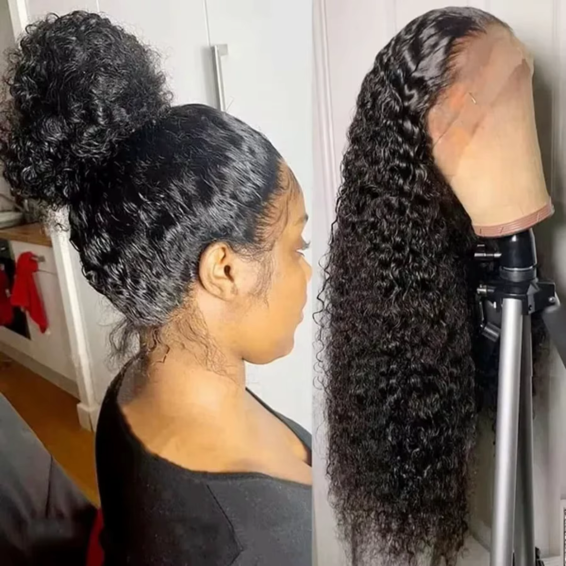 Perruque Kinky Curly HD Full Lace Frontal 13X4X1 pour femmes noires, cadeau idéal pour les mamans, p