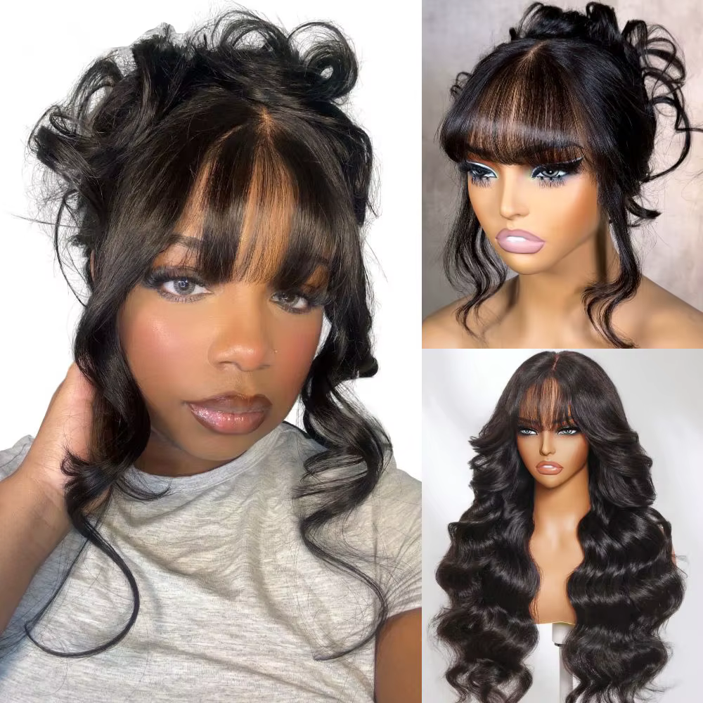 Perruques Lace Front HD en Cheveux Humains, Ondulées Lisses 1B, Sans Colle, Longues, Densité 200%, A
