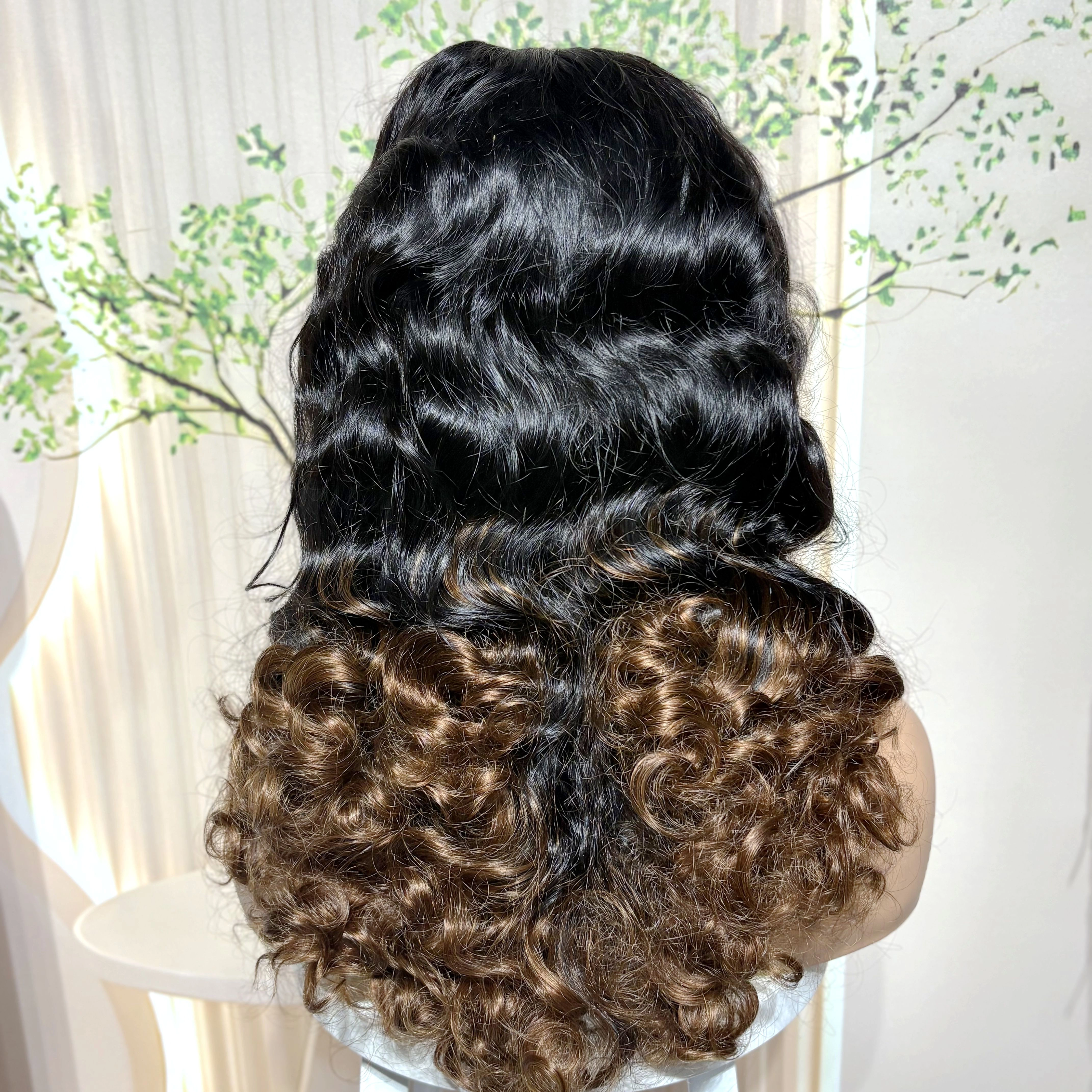 Perruques de cheveux humains ondulés brun chocolat densité 300% avec dentelle frontale 13x4, perruqu
